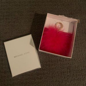 NWT MICHAEL KORS ROSE PINK FEATHER POM POM